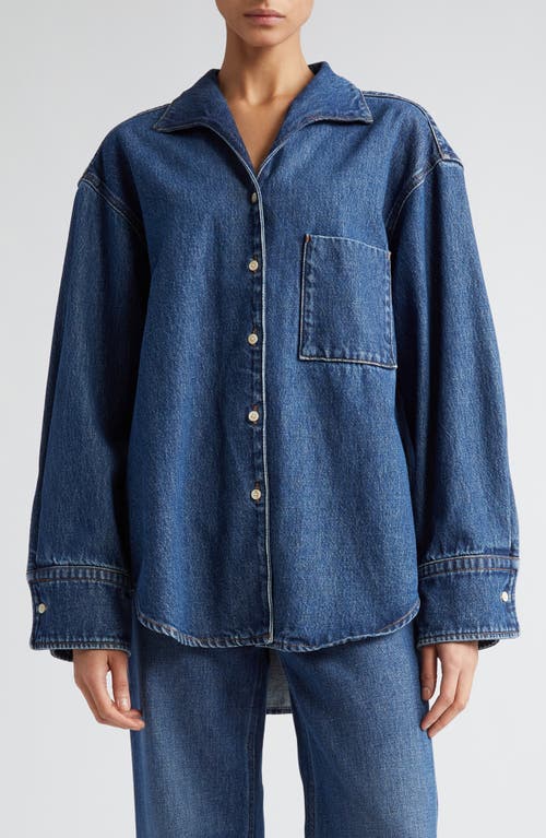 BITE Studios Denim Button-Up Shirt Mid Blue at Nordstrom, Us