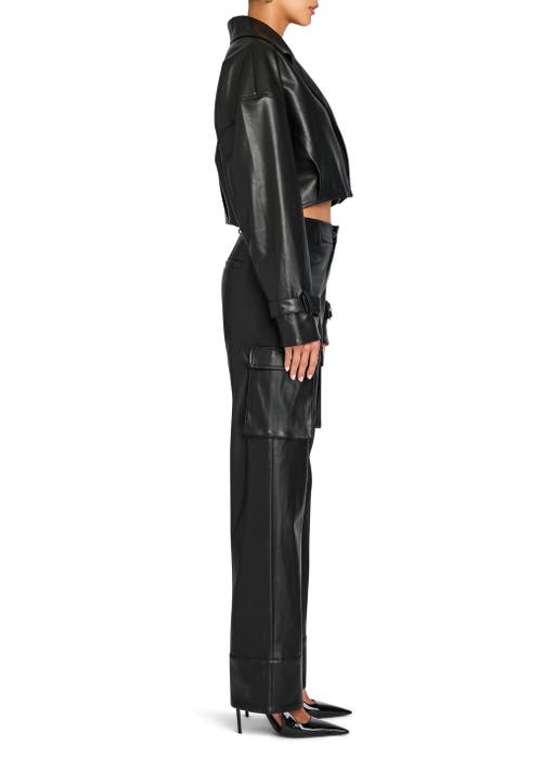 Shop Ser.o.ya Fifer Vegan Leather Mid Rise Cargo Pant In Black