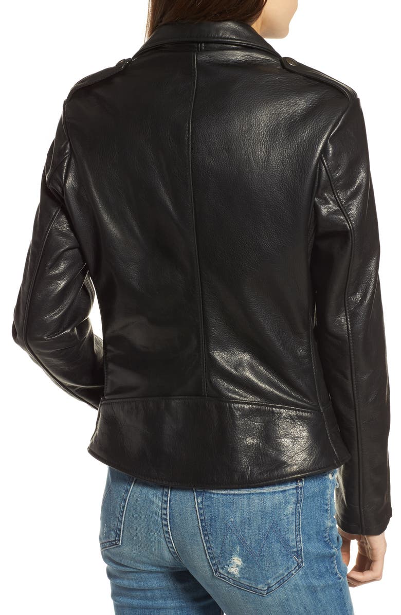 Schott NYC Lightweight Leather Jacket, Alternate, color, Black