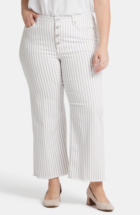Beige Wide Leg Vintage Printed Jeans-S1026