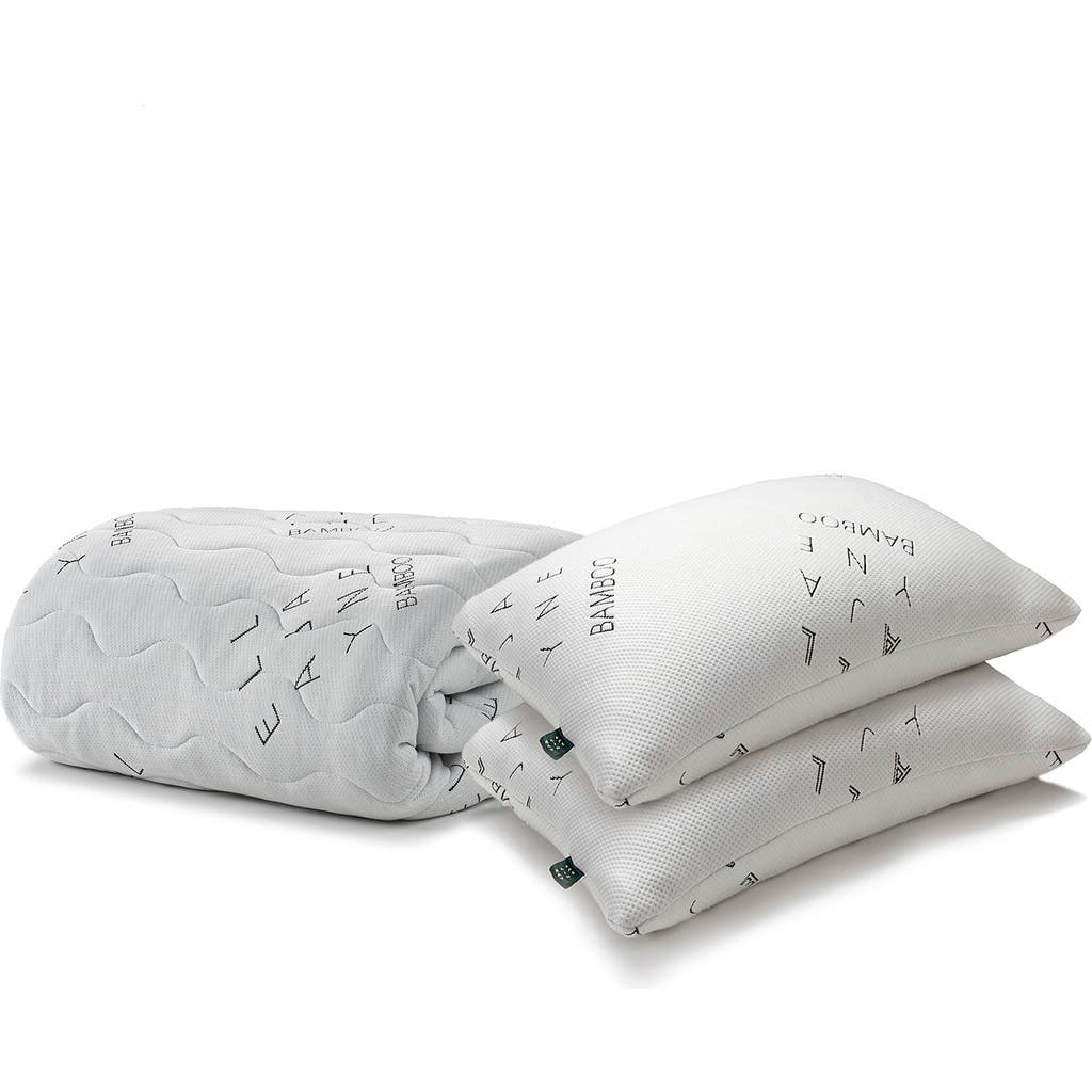 Ella Jayne Home Mattress Protector & Shredded Memory Foam Pillow Set In White