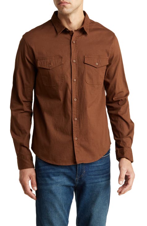 Dark brown cheap button up shirt