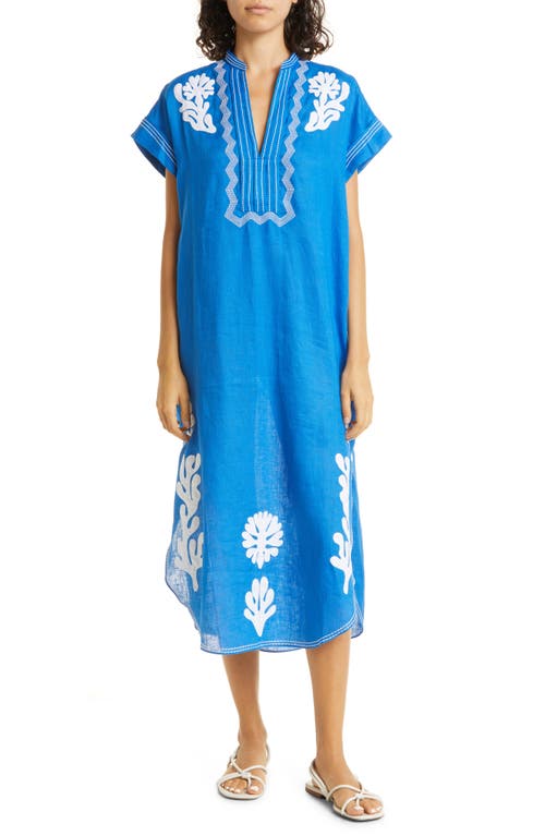 SALONI Appliqué Popover Shift Dress in Vivid Blue