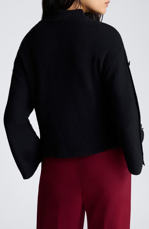 Kenneth Cole Rib Mock Neck Pullover In Black