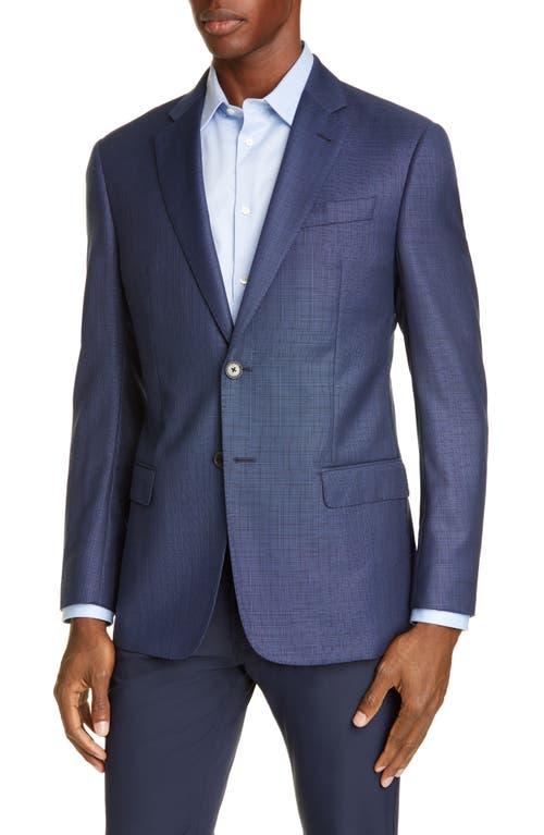 Emporio Armani Blue Screen Trim Fit Wool Sport Coat at Nordstrom, Us