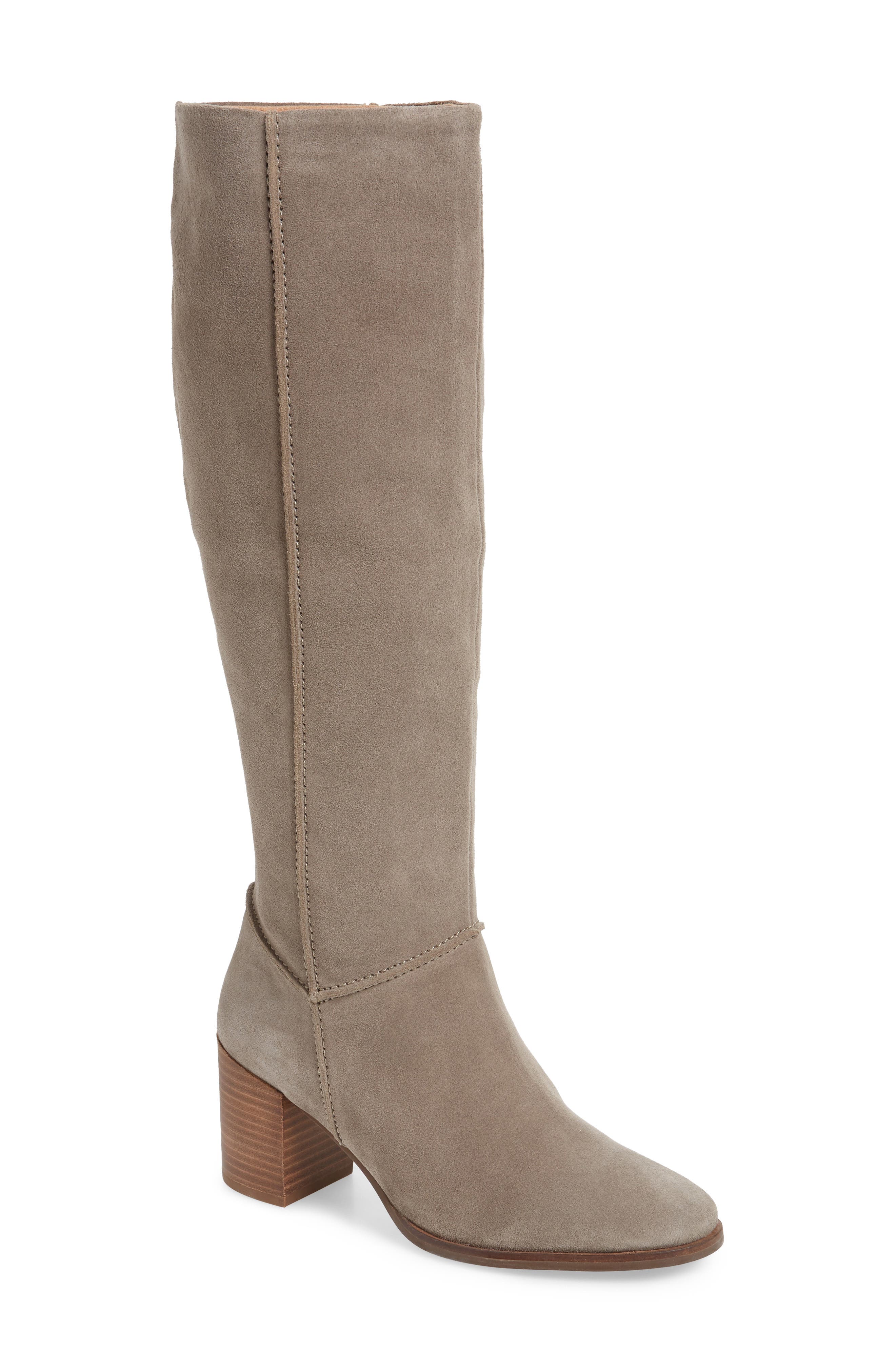 taupe suede boots knee high