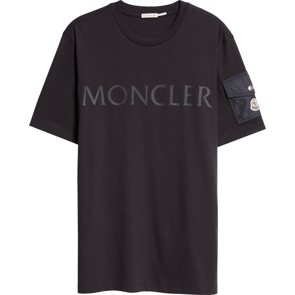 Moncler Logo Patch Cotton Sweatshirt In Black