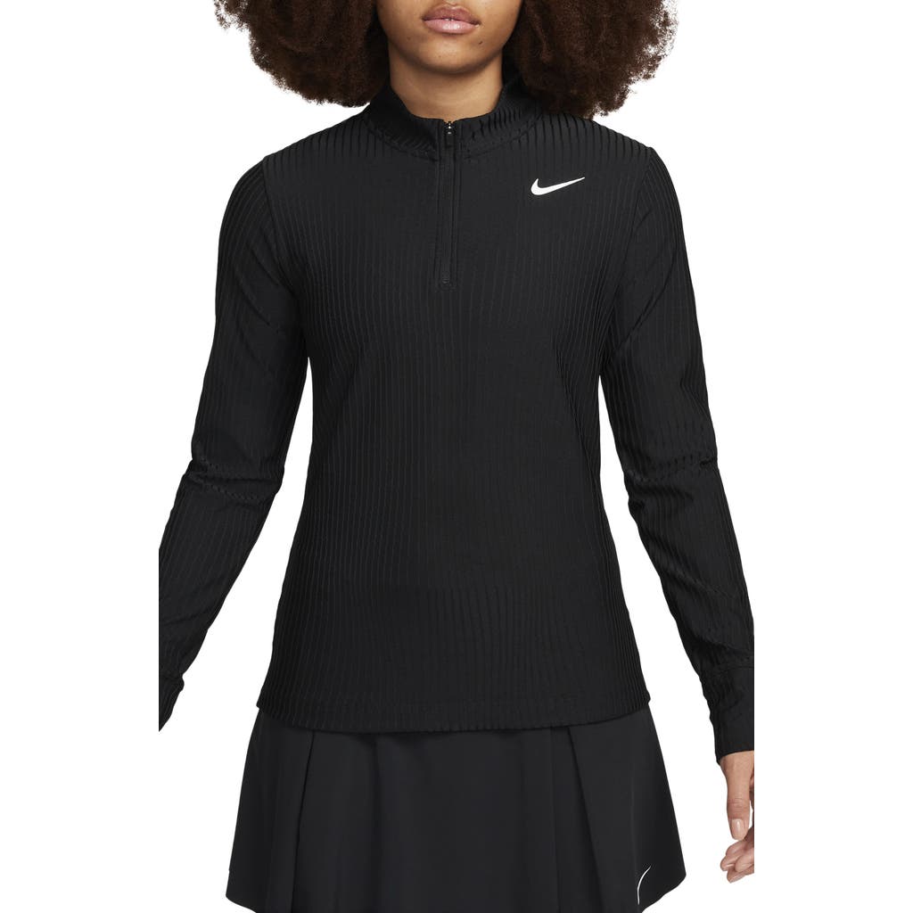 Nike Tour Dri-fit Adv Half Zip Golf Top In Black/white