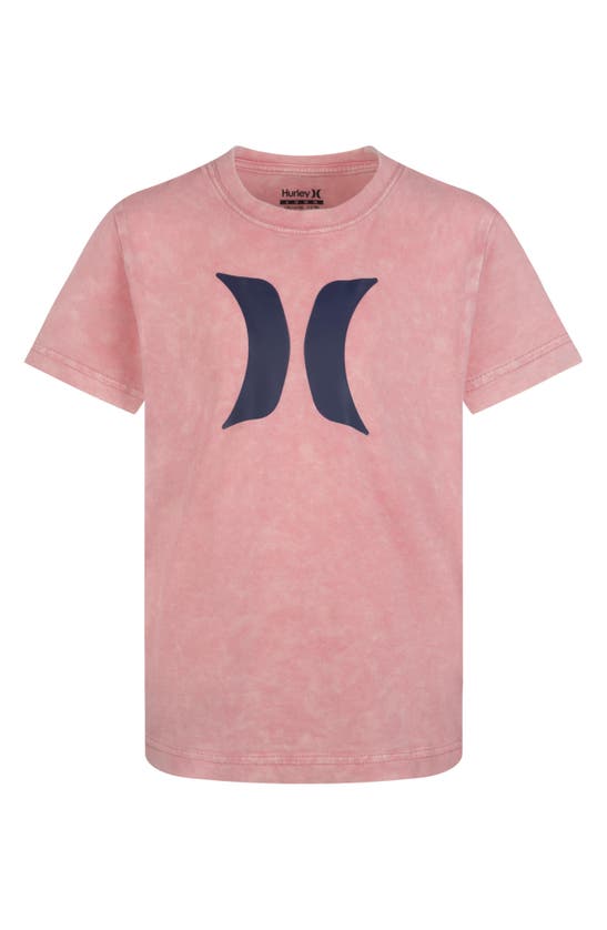 Hurley Kids' Acid Wash Icon T-shirt In Faded Coral