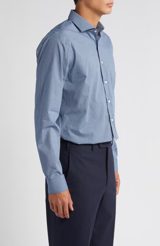 Shop Nordstrom Easy Care® Trim Fit Micropattern Dress Shirt In Navy - Blue Fino Check