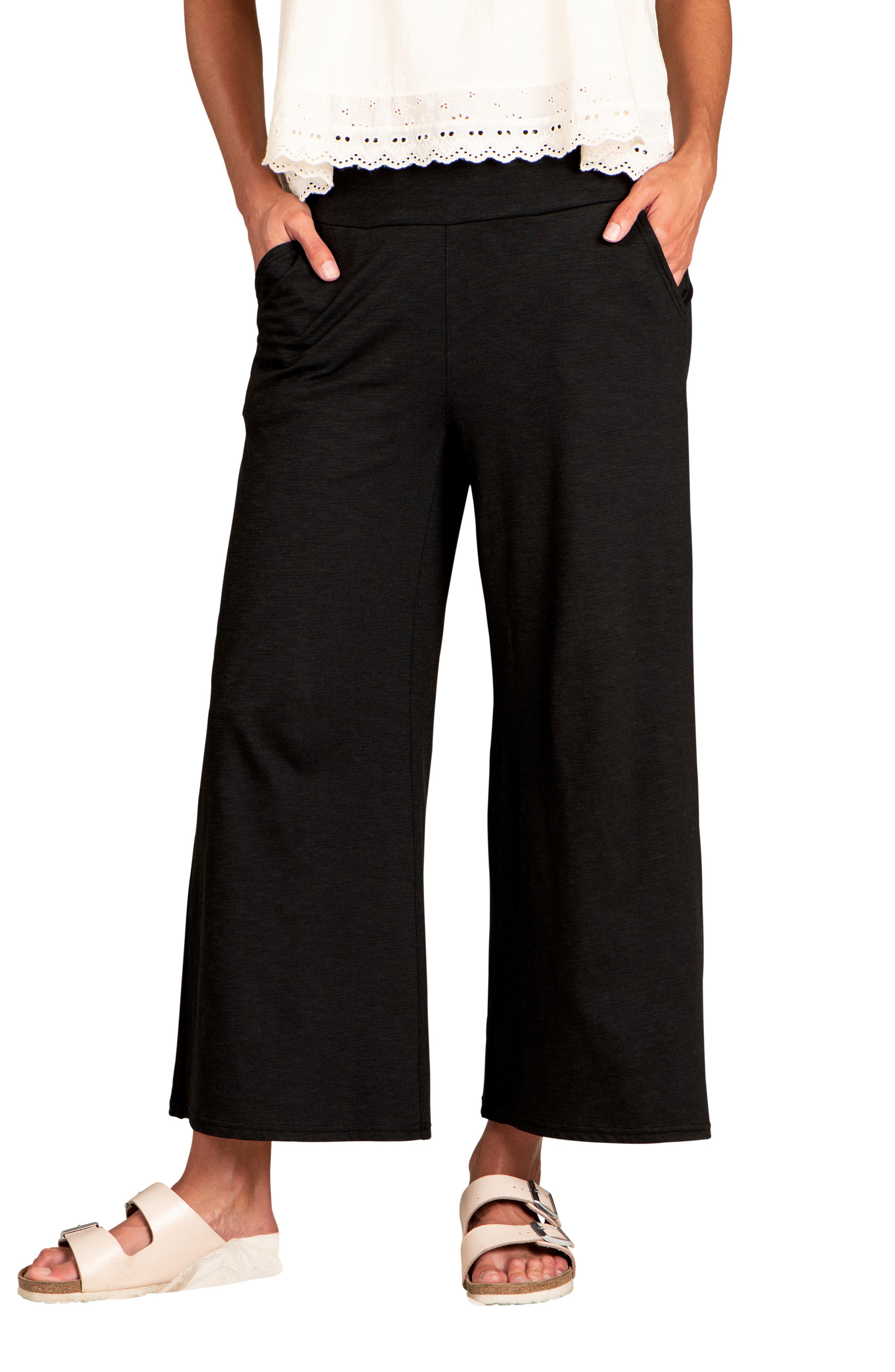 wide leg knit crop pants