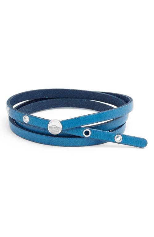 Leather Wrap Bracelet in Blue