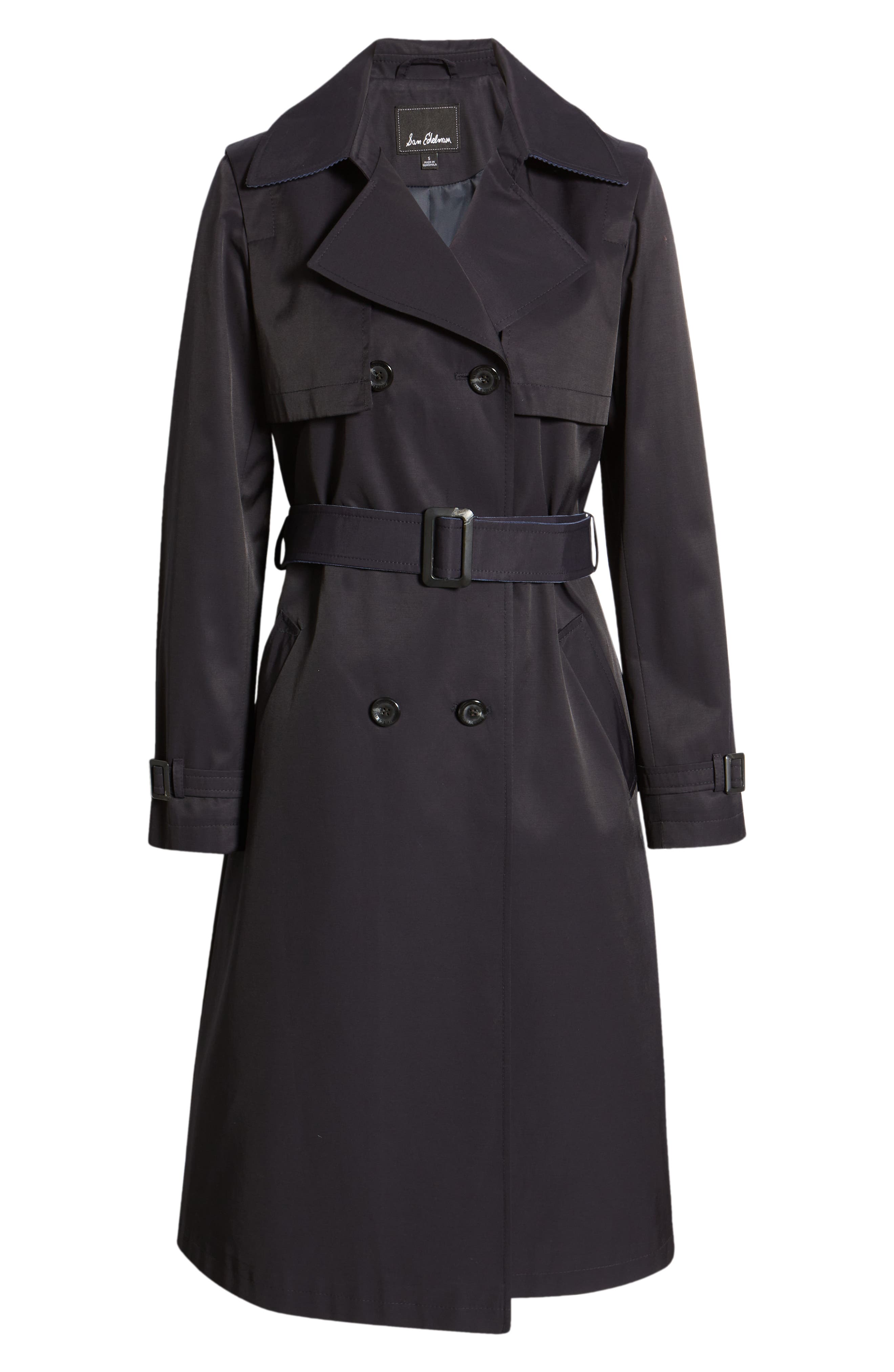 Sam Edelman Water Repellent Double Face Cotton Blend Trench Coat