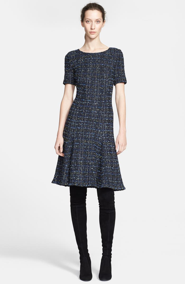 St. John Collection Metallic Plaid Knit Dress Nordstrom