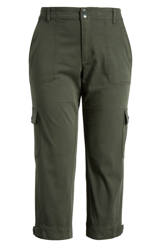 Shop Liverpool Los Angeles Utility Crop Cargo Pants In Moss Green