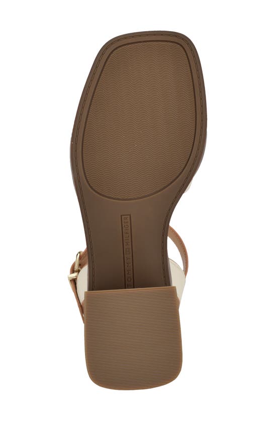 Shop Tommy Hilfiger Logo Hardware Block Heel Sandal In Cream