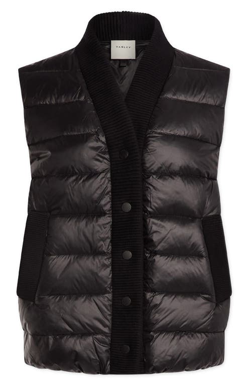 Varley Colwyn Combo Ribbed-knit Trimmed Quilted Shell Vest In Black