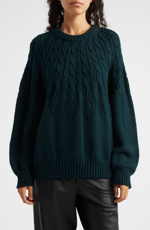 Shop A.l.c . Montie Merino Wool Cable Knit Sweater In Deep Emerald