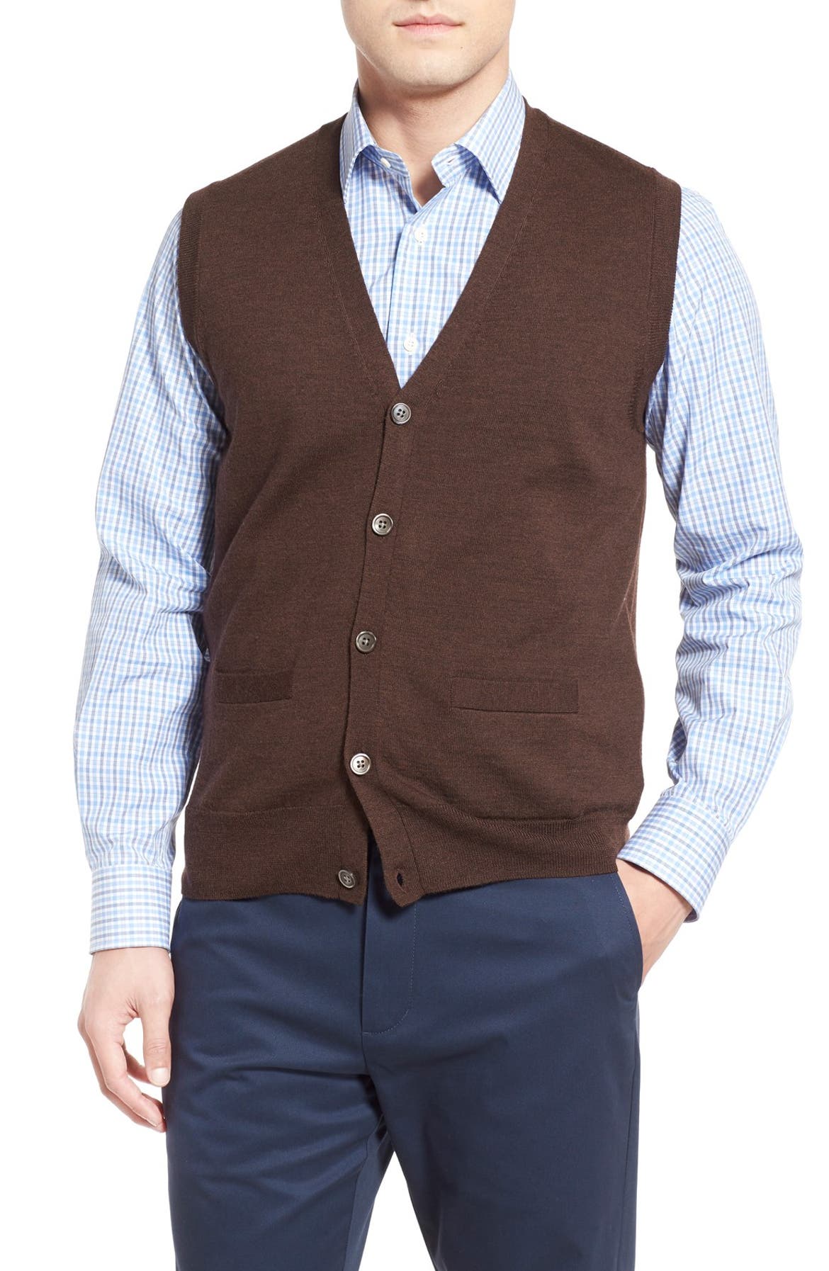 Brooks Brothers Button Front Wool Sweater Vest | Nordstrom