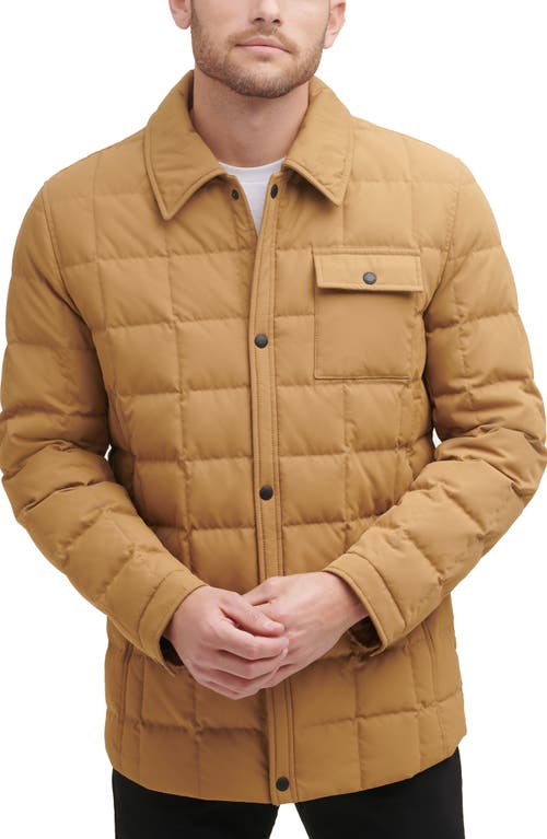 Cole Haan Box Quilted Shirt Jacket in Khaki