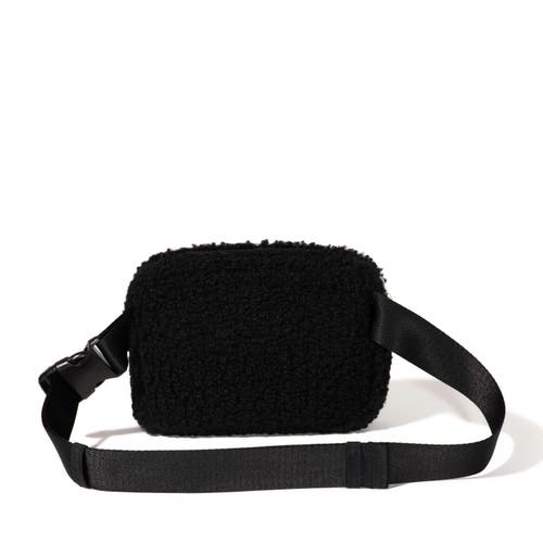 Shop Baggallini Modern Belt Bag Sling In Black Faux Shearling