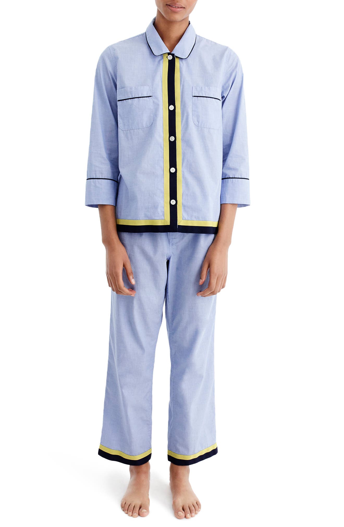 J.Crew Grosgrain Trim Cotton Pajamas Nordstrom