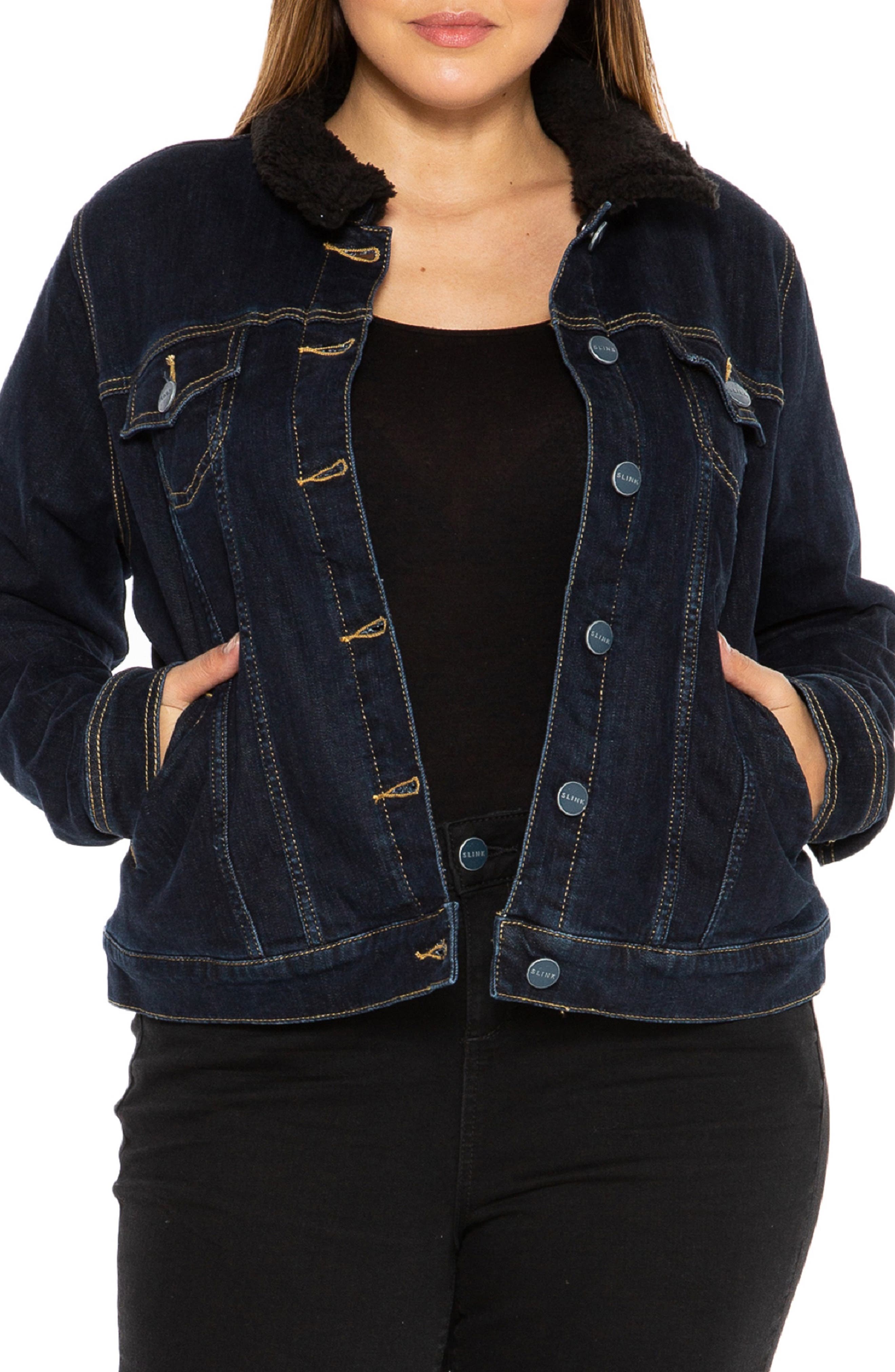 plus size lined denim jacket