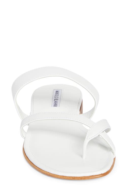 Manolo Blahnik Susa Leather Thong Sandals In White