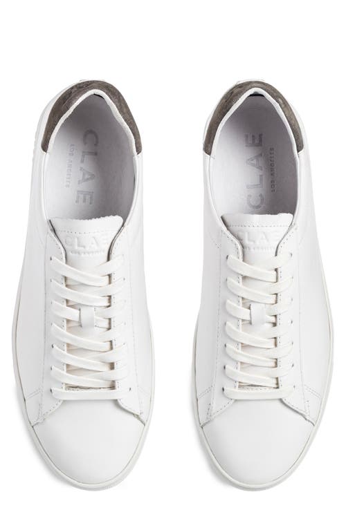 Shop Clae Bradley Leather Sneaker In White Leather Olive Night