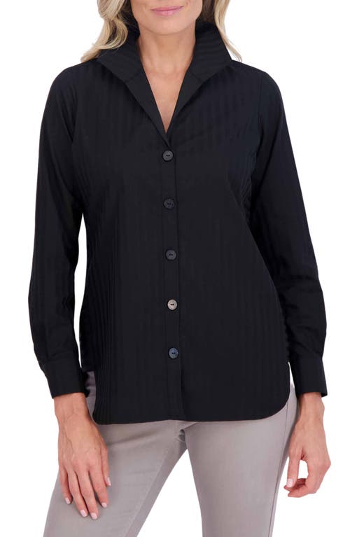 Foxcroft Pandora Stripe Cotton Blend Button-Up Shirt at Nordstrom