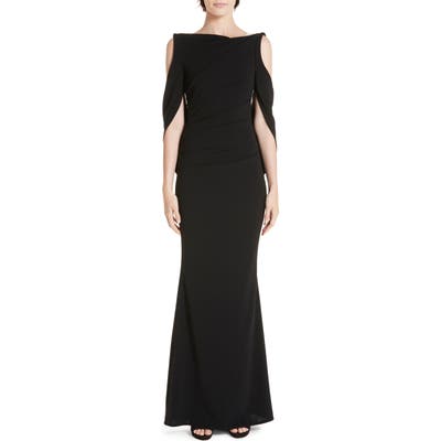Talbot Runhof Cold Shoulder Drape Back Gown