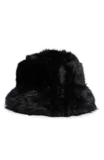 Nanette Lepore Faux Fur Bucket Hat In Black