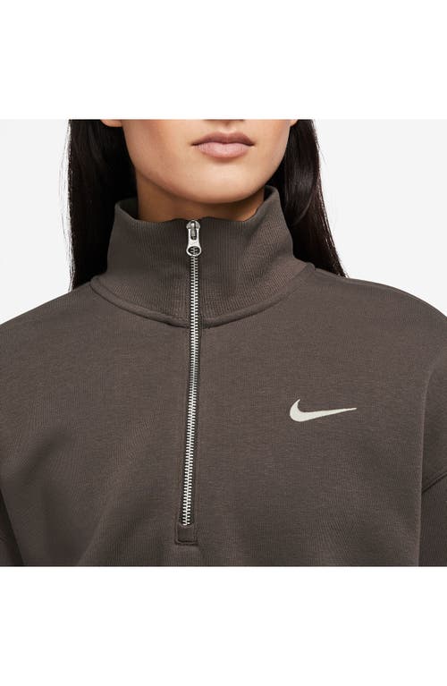 Shop Nike Sportswear Phoenix Fleece Crop Sweatshirt In Bq Brown/sail