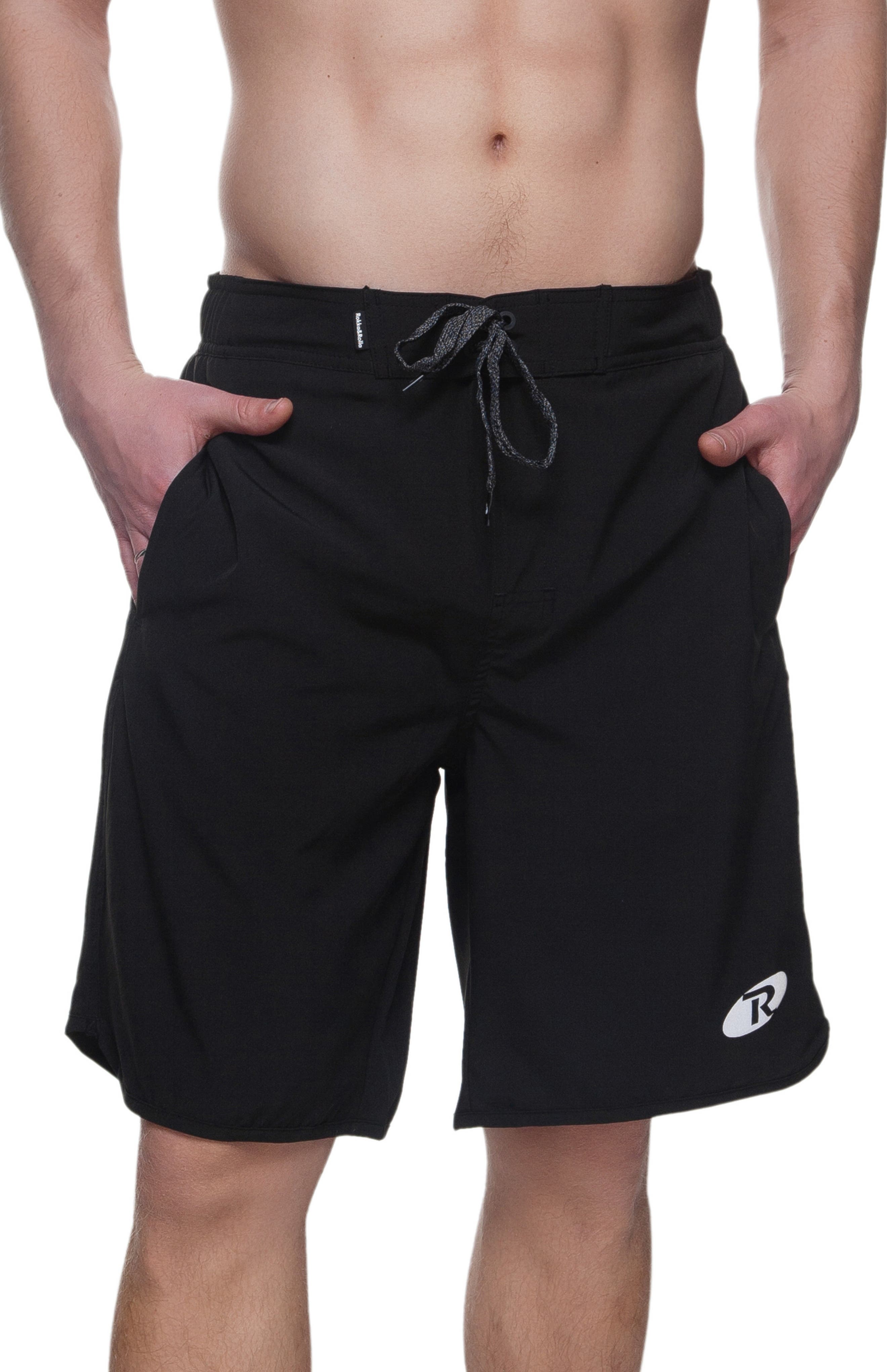 Rokka&Rolla Quick-Dry Stretch Swim Trunks with Adjustable Waistband in Black Cover