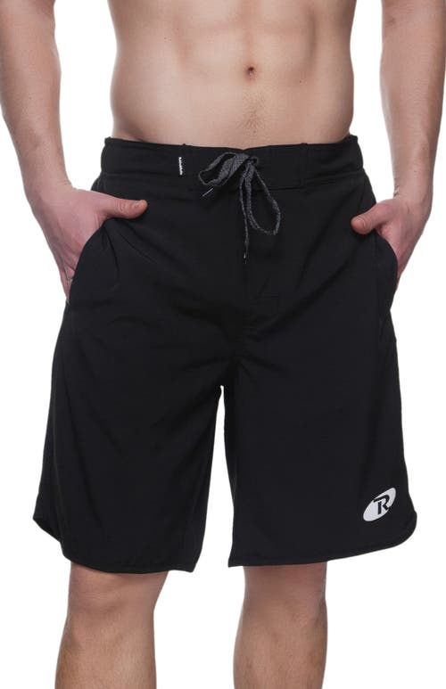 Shop Rokka&rolla Quick-dry Stretch Swim Trunks With Adjustable Waistband In Black