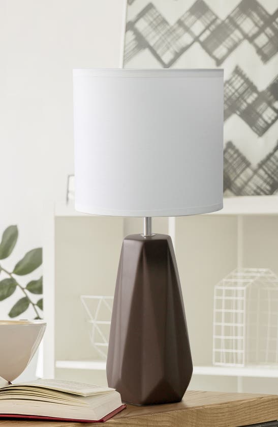 Shop Lalia Home Ceramic Prism Table Lamp In Brown