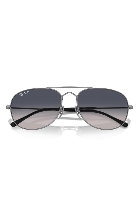 Ray Ban Bain Bridge 57mm Gradient Polarized Aviator Sunglasses In Gunmetal