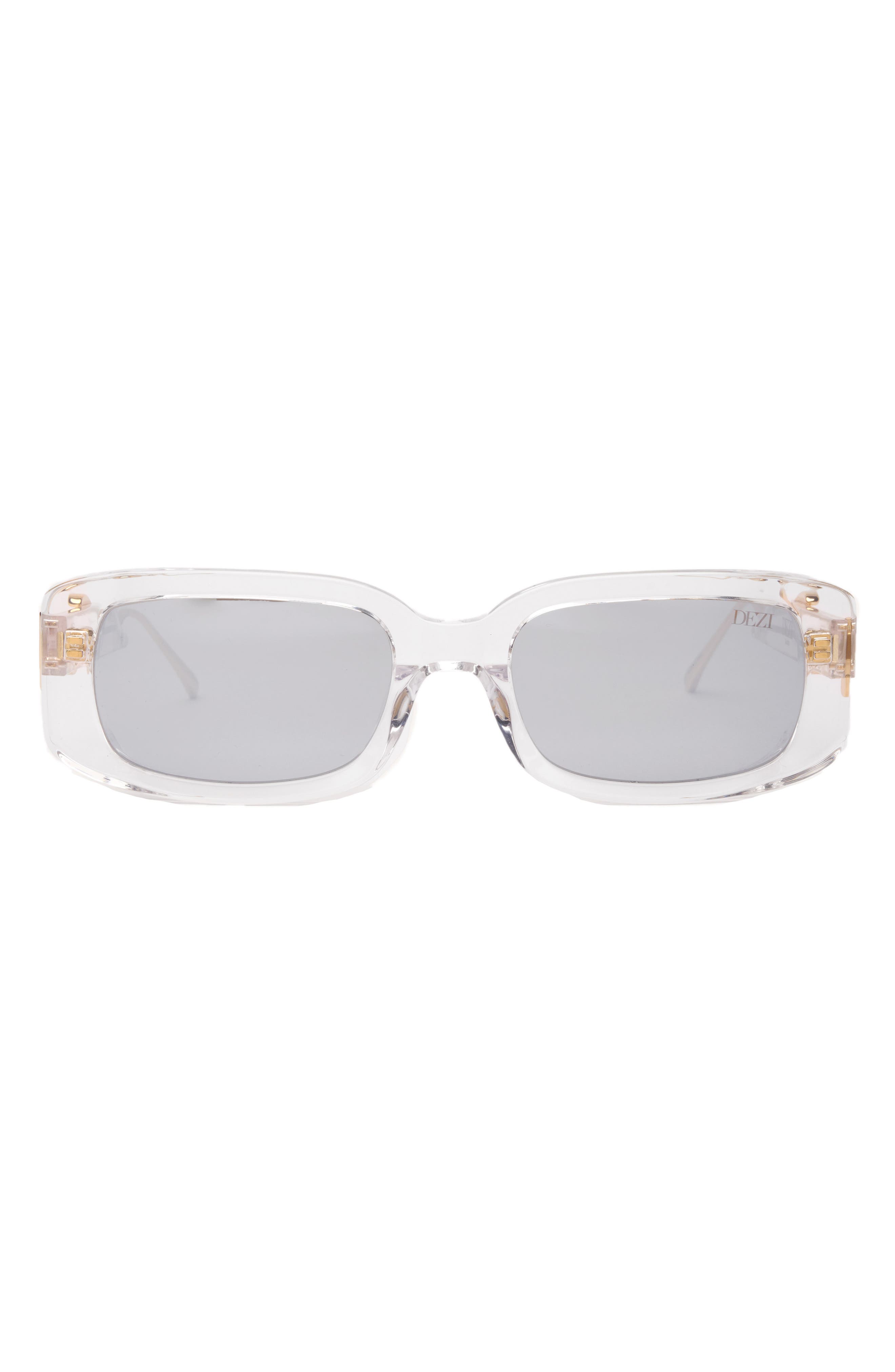 DEZI Drippy 53mm Square Sunglasses in Drippy Clear Silver Chrome 