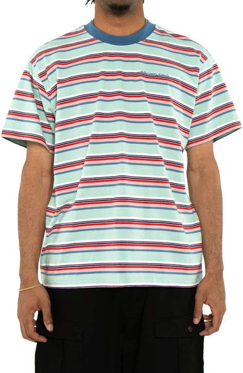 Round Two Stripe Cotton Ringer T-shirt In Teal