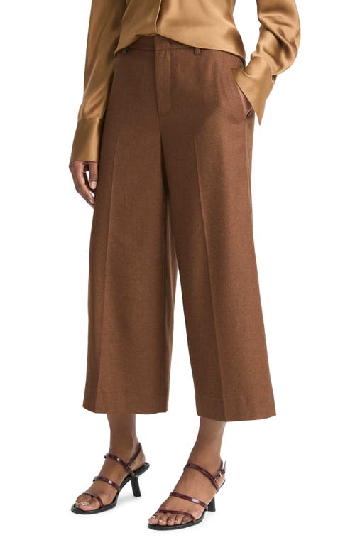 Shop Vince Mid Rise Flannel Culottes In Dark Almond