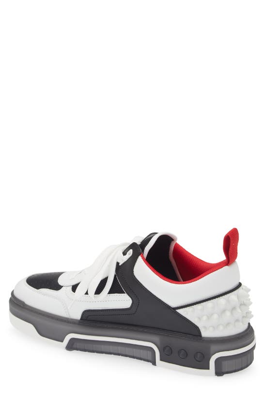 Shop Christian Louboutin Astroloubi Mixed Media Low Top Sneaker In White/ Black