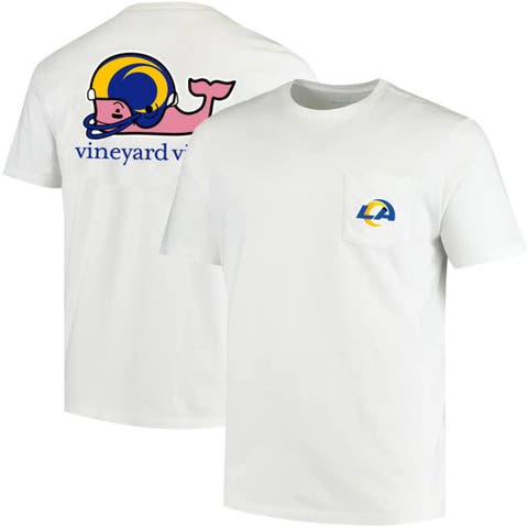 Men's Vineyard Vines White Los Angeles Rams Team Whale Helmet T-Shirt