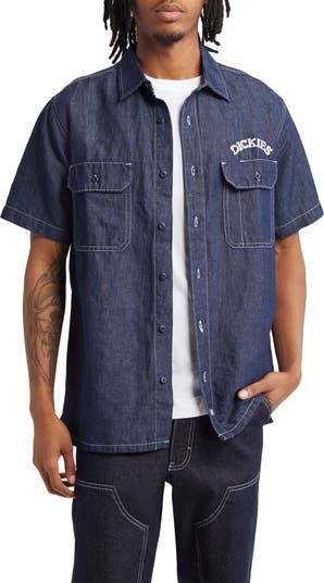 Dickies Beavertown Short Sleeve Chambray Hemp Blend Button-Up Shirt ...