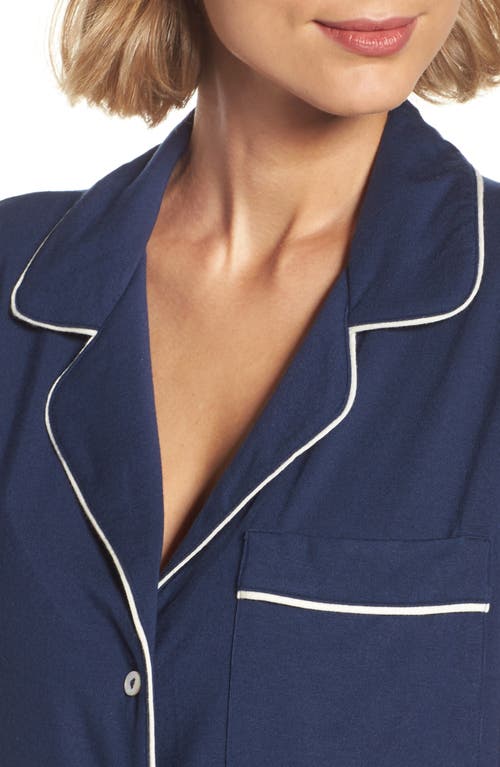 Shop Eberjey Gisele Jersey Knit Shorty Pajamas In Navy/ivory