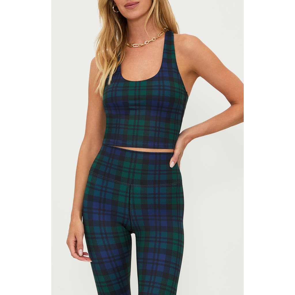 Beach Riot Performance Bra Yara Top In Winter Green Plaid In Wintergreen Plaid