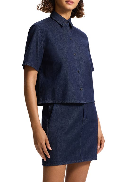 Shop Theory Boxy Denim Button-up Shirt In Indigo