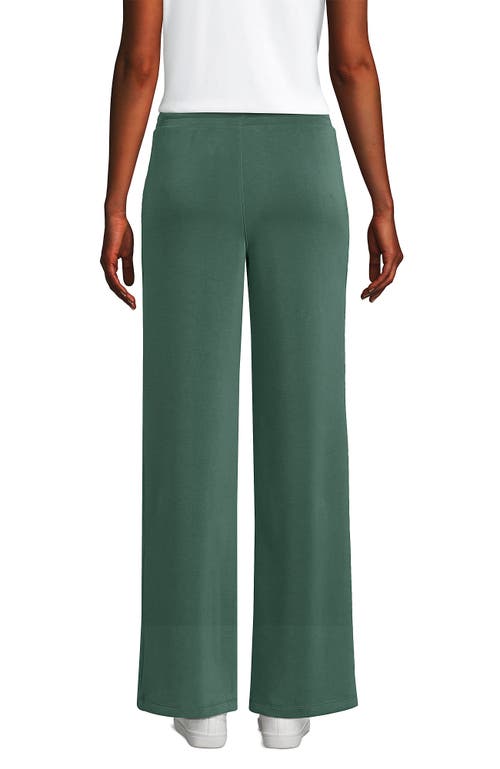 Shop Lands' End Cupro Knit Mid Rise Wide Leg Pants In Washed Evergreen