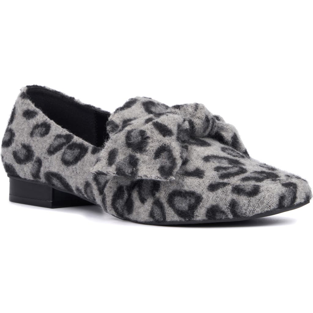 New York And Company Dominica Bow Loafer In Light Grey Leopard