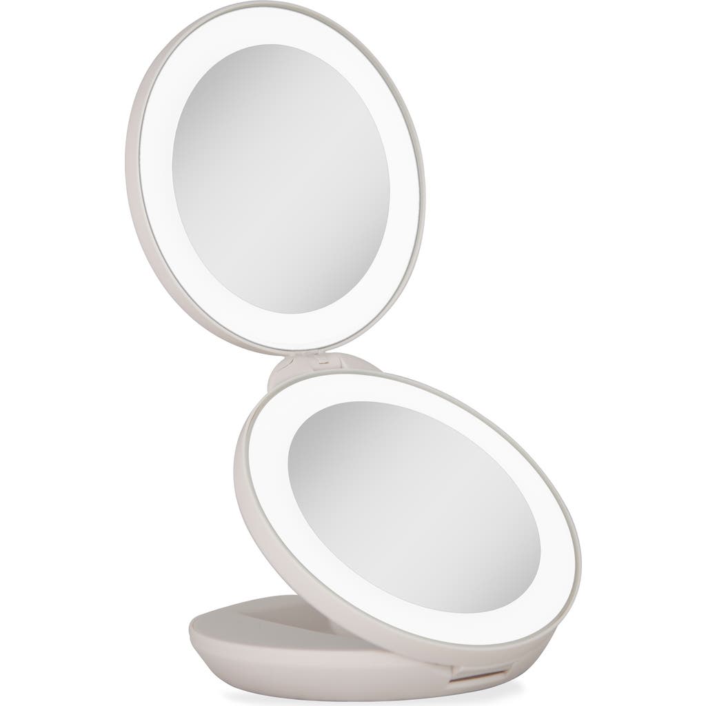 Zadro Lighted Travel Mirror With Magnification & Folding-to-compact In Taupe