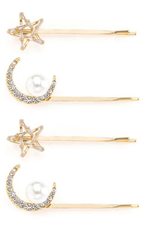 4-Pack Assorted Celestial Hair Pins in Gold